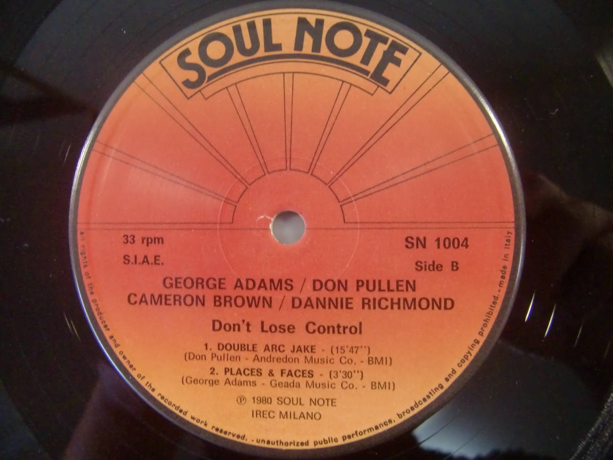 GEORGE ADAMS ジョージ・アダムス - DON PULLEN ドン・プーレン / DON'T LOSE CONTROL - CAMERON BROWN - DANNIE RICHMOND - Soul Note_画像7