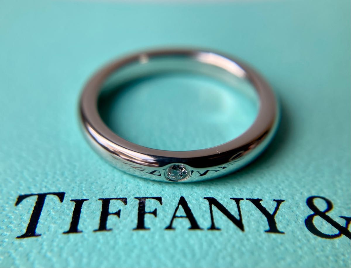 Tiffany＆co.  ティファニー　1Pダイヤモンド　ウェディング　スタッキングバンド　シンプル　プラチナリング　PT950