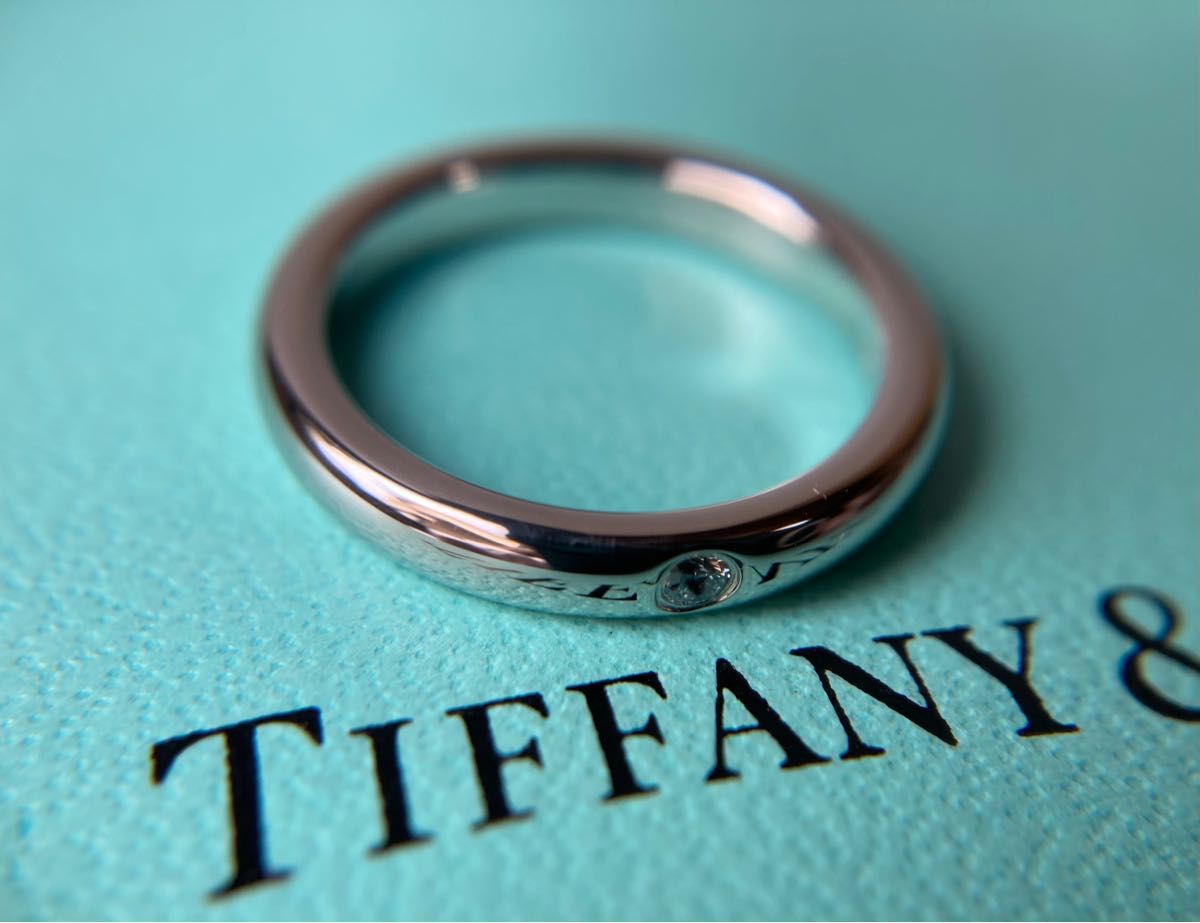 Tiffany＆co.  ティファニー　1Pダイヤモンド　ウェディング　スタッキングバンド　シンプル　プラチナリング　PT950