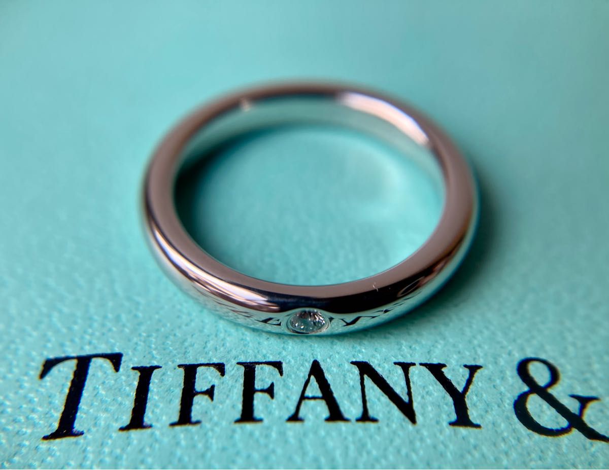 Tiffany＆co.  ティファニー　1Pダイヤモンド　ウェディング　スタッキングバンド　シンプル　プラチナリング　PT950