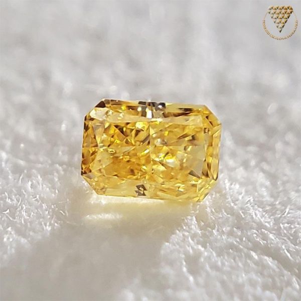 0.067 ct Fancy Intense Yellow Orange SI2 CGL 天然 オレンジ ダイヤモンド ルース レクタングル