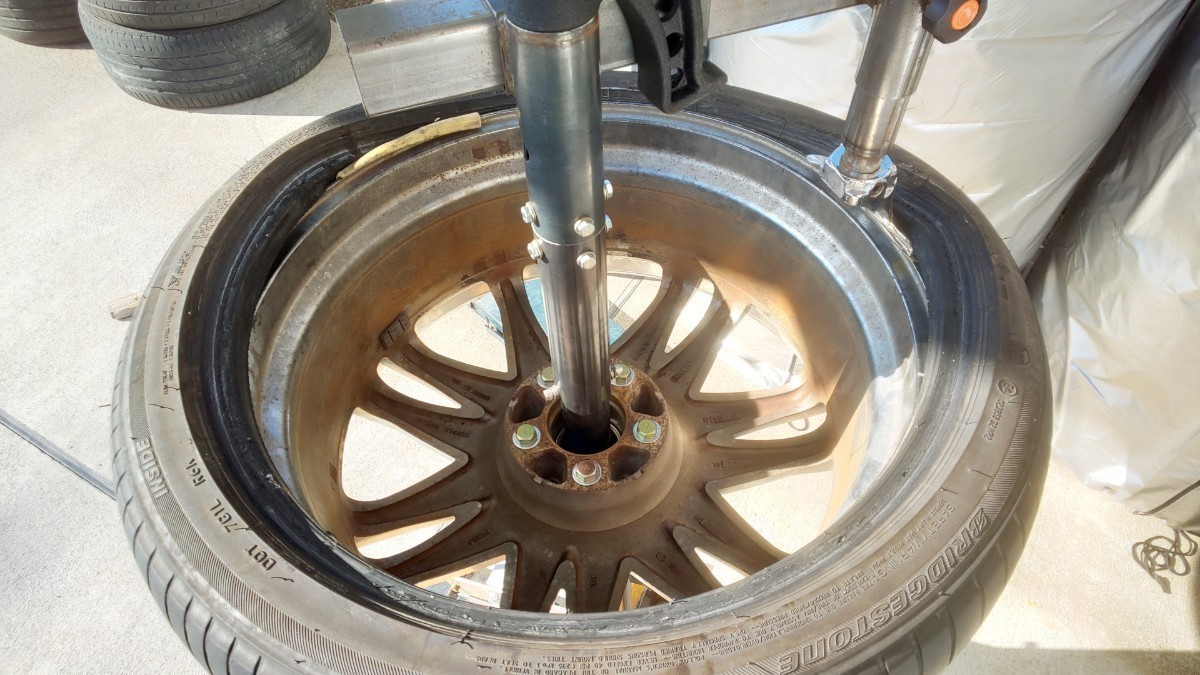ギアレンチ式 手動式 タイヤチェンジャー リバースホイール 固定アタッチメント PCD139.7 6H用 有効高さ72mm タイヤ交換 ハイエースの画像7
