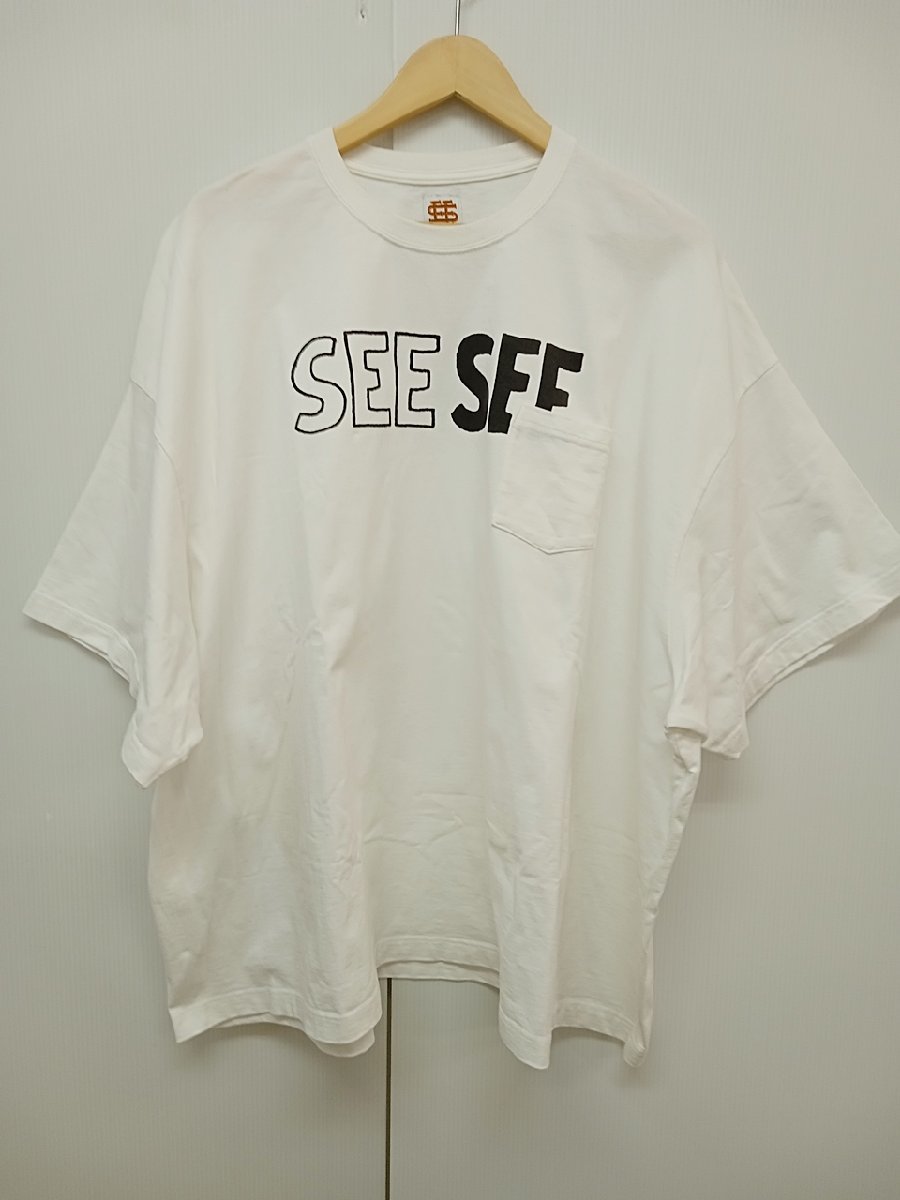 [12B-57-057-1] SEE SEE シーシー BIG ポケット Tシャツ [XL] ホワイト 白 半袖