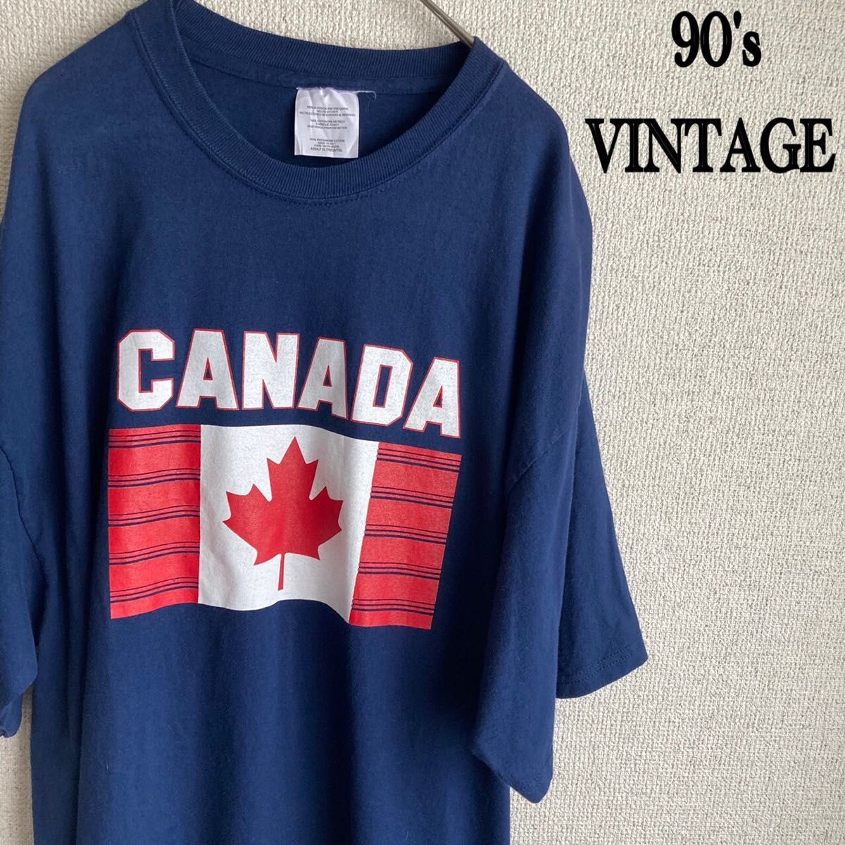 90s CANADA プリント　半袖　Tシャツ　紺　XLサイズ　90's vintage ヴィンテージ 古着