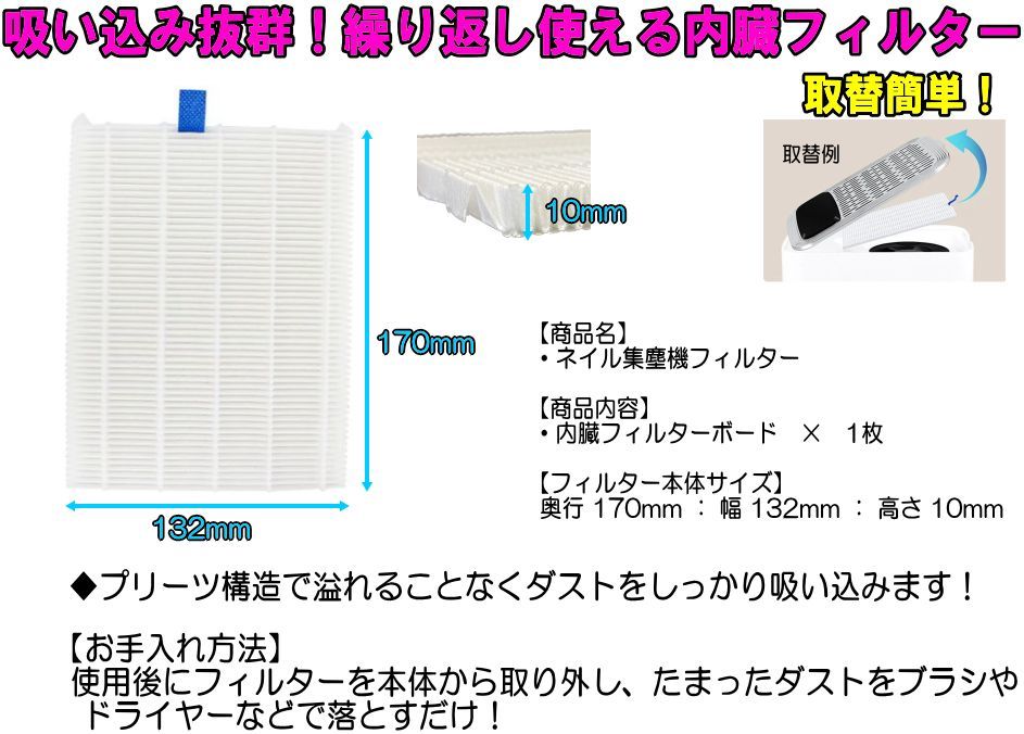 ネイル集塵機用フィルター ネイルダストクリーナー 強力吸収 スクリーンプレート マネキュア ペディキュア 取替 NAIL フィルター交換 ②_画像2