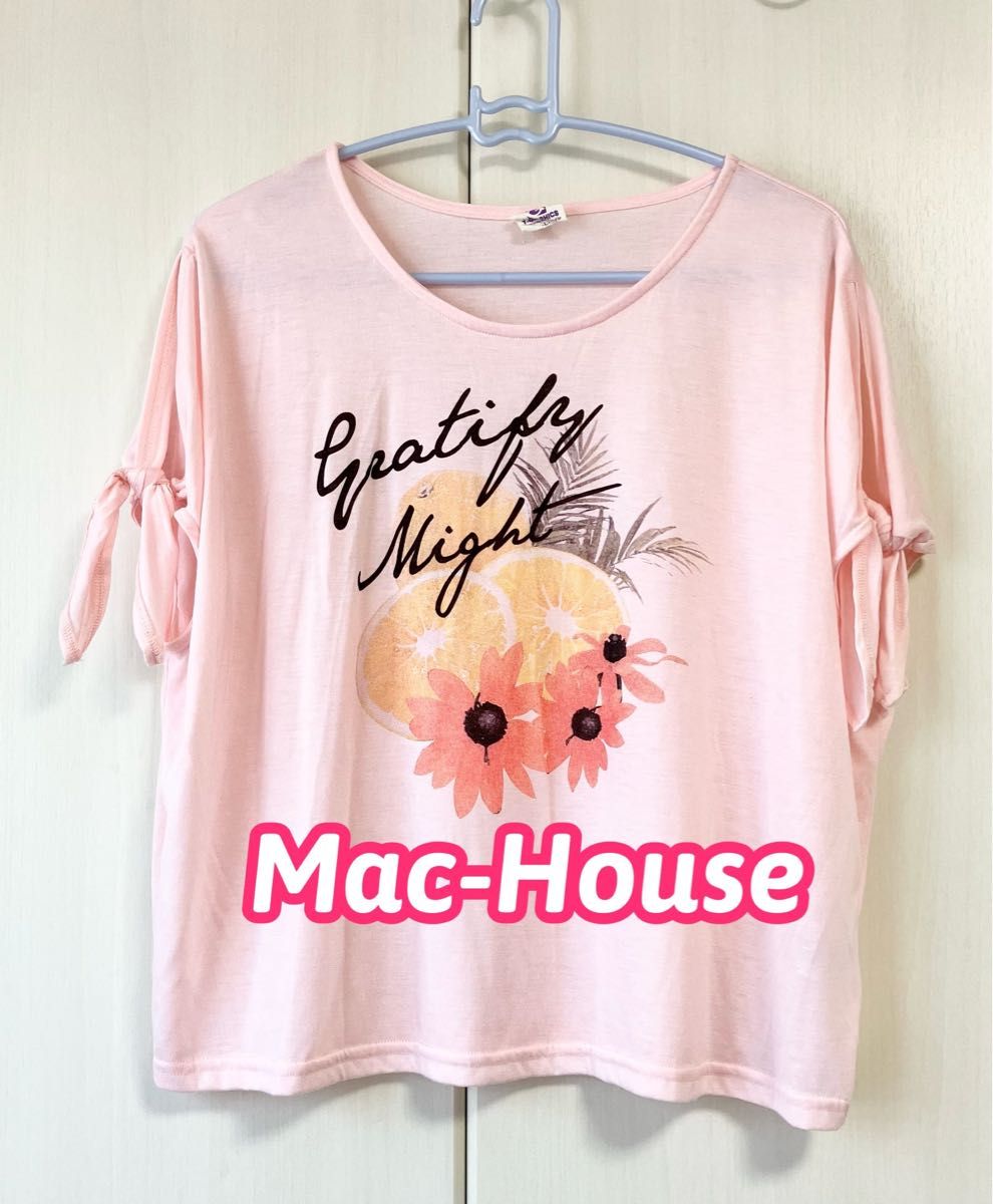 Mac-House マックハウス T-GRAPHICS 薄手 トップス  半袖Tシャツ ピンク Lサイズ