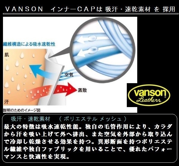 vanson(バンソン) VS13607N ライディング インナーキャップ ブラック/グレー フリーサイズ_画像2