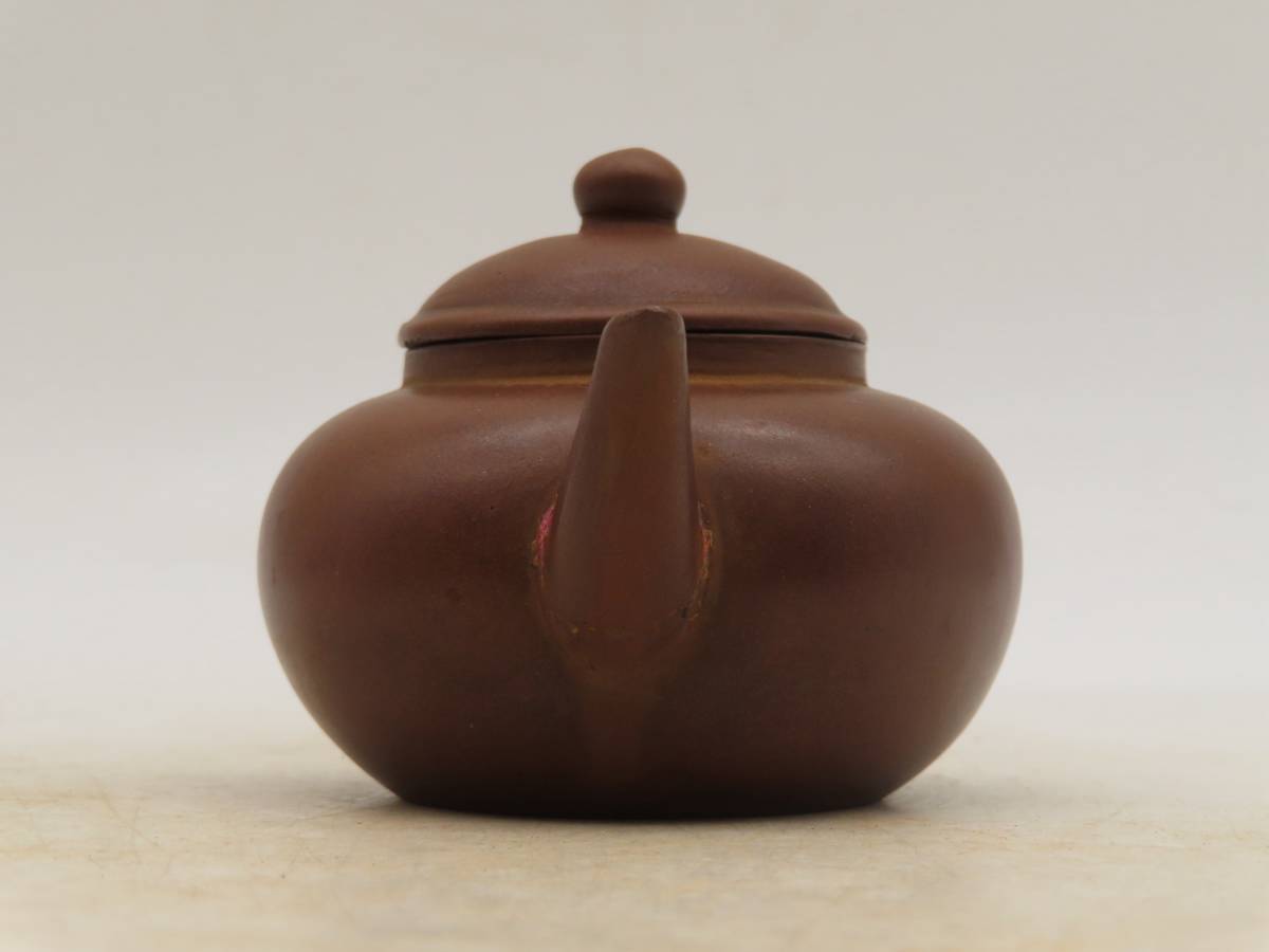 K3844 孟臣朱泥紫砂急須後手唐物刻印箱付時代物宜興景徳鎮茶道具茶注古
