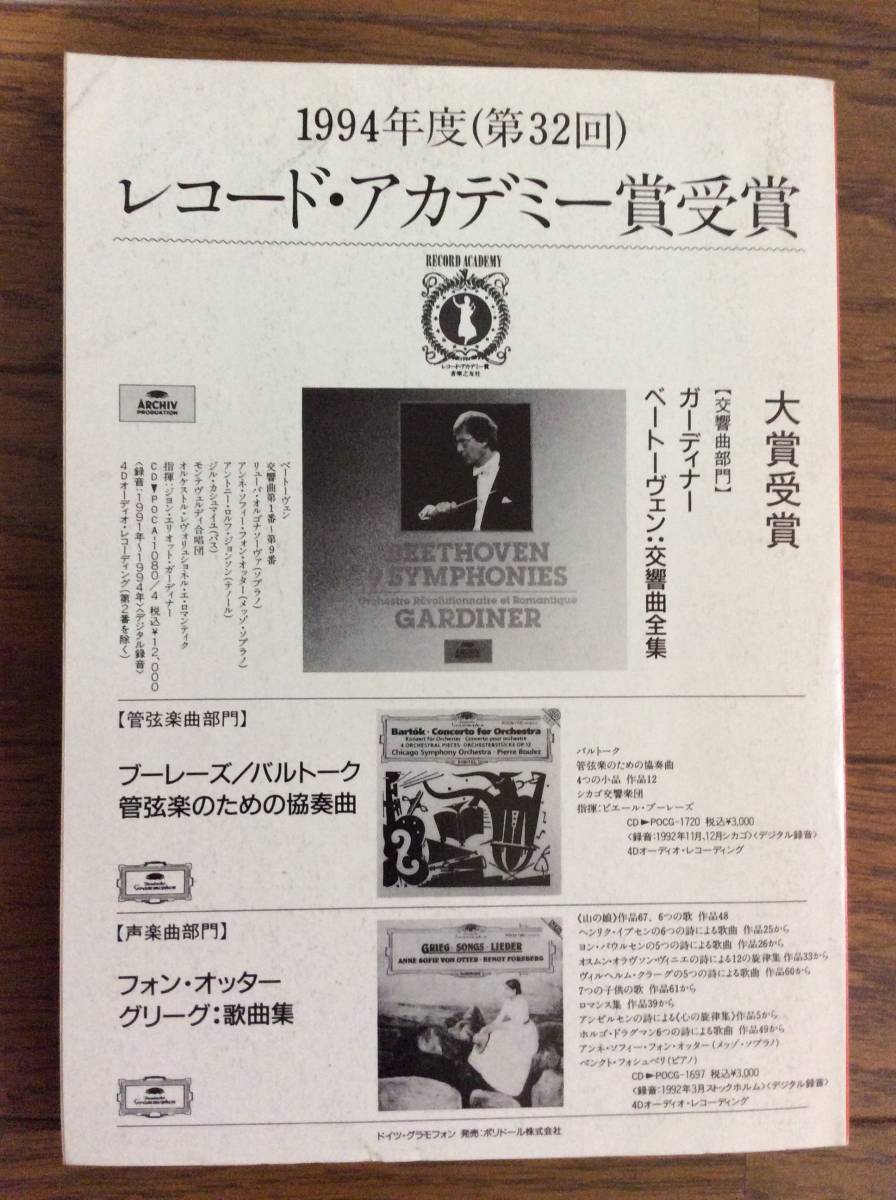 レコードイヤーブック95　音楽之友社 レコード芸術付録 1995年1月号_画像2