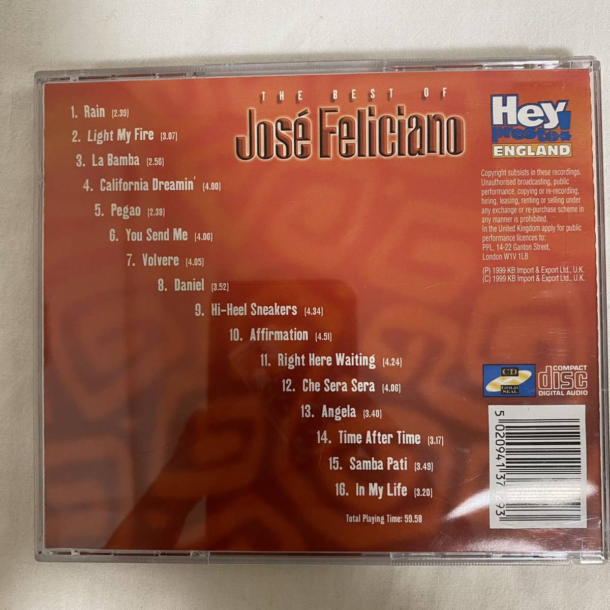 CD ★ 中古 『 The Best Of Jose Feliciano 』中古 Jos Feliciano_画像2