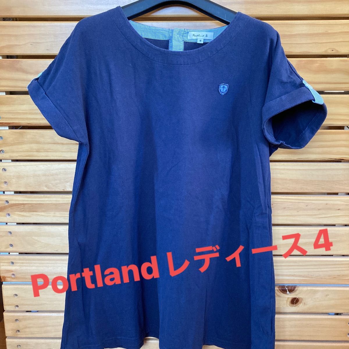 Portland ポートランド　半袖　ロングTシャツ　4  イカリボタン　マリン　半袖Tシャツ　チュニック