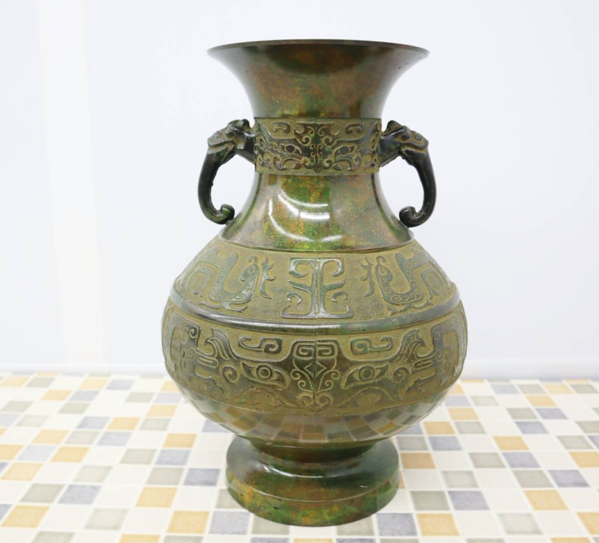 △碧嶺コレクター収蔵品|青銅花瓶博選堂造花瓶花器|高岡銅器古美術
