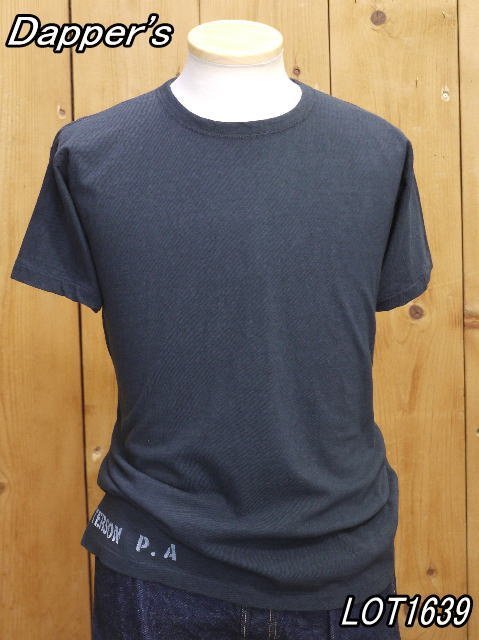 新品 ダッパーズ 40's ミリタリーネック半袖Tシャツ ブラック 40 dapper's LOT1639_画像1