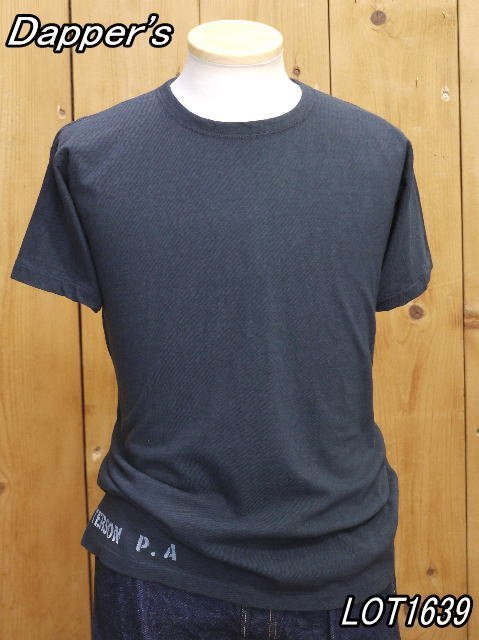 新品 ダッパーズ 40's ミリタリーネック半袖Tシャツ ブラック 42 dapper's LOT1639