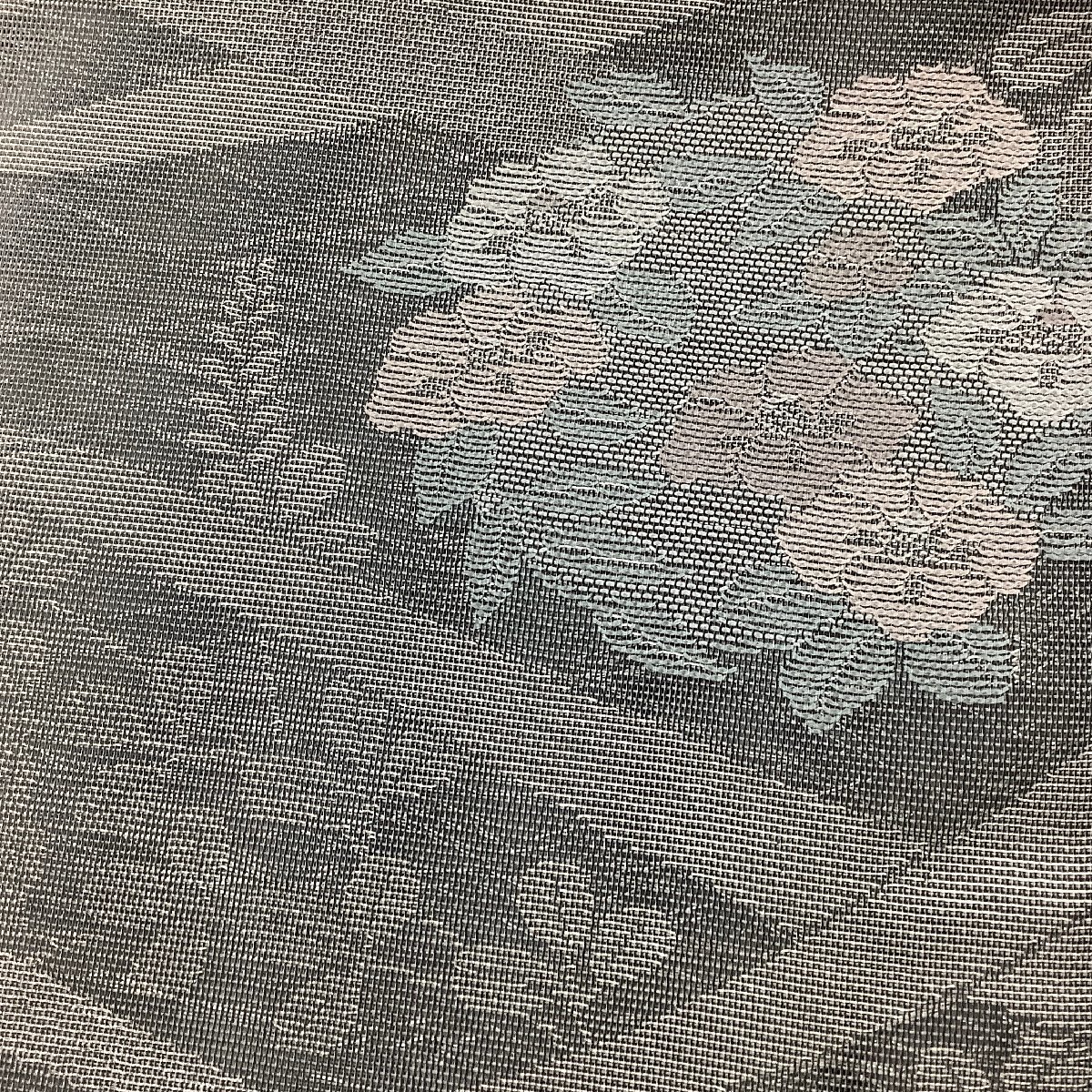着物夏帯紗袋帯六通花丸文/萩/芯なし/絹・他/白