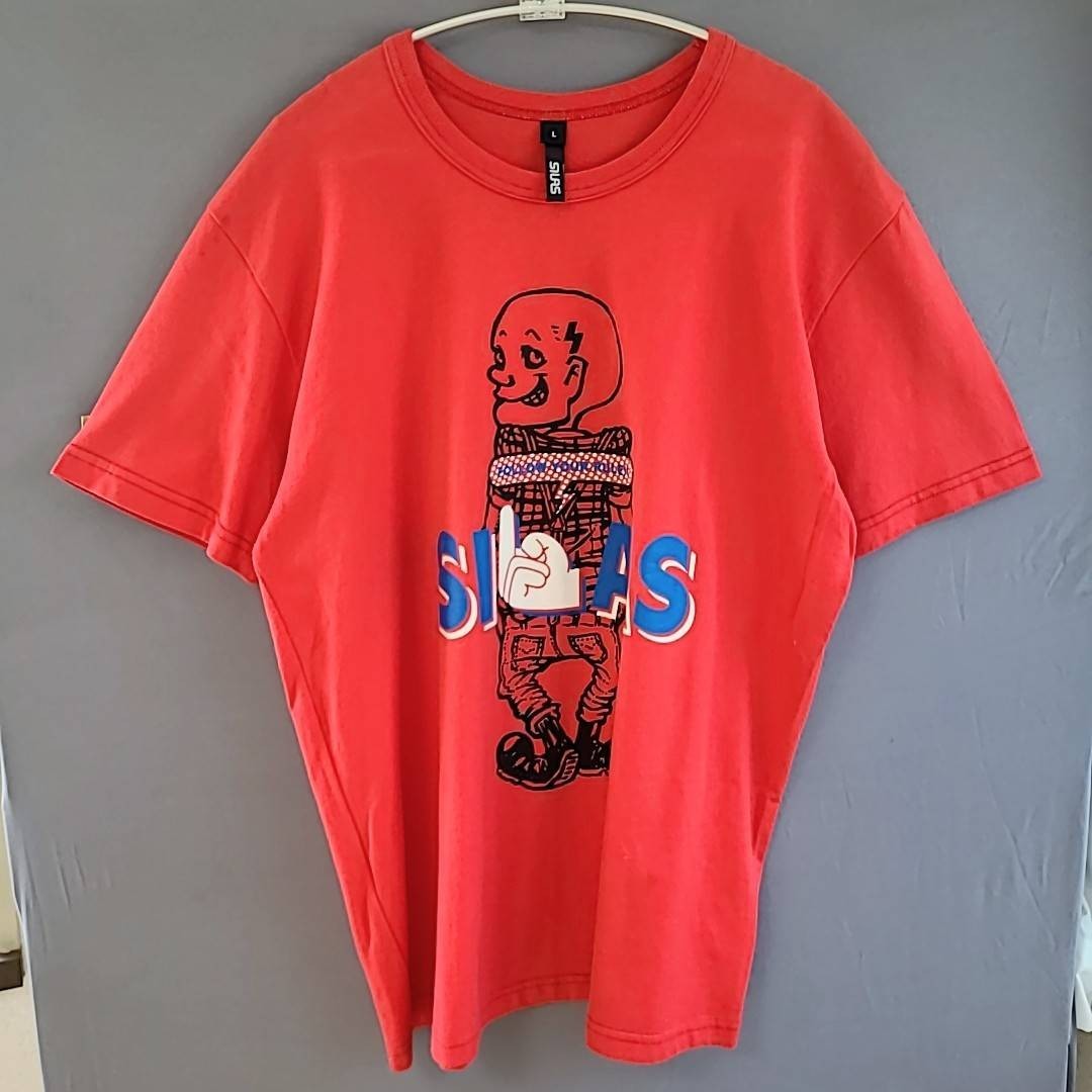 サイラス SILAS スカルプリント 赤 レッド 髑髏 Tシャツ レディースＬ_画像4