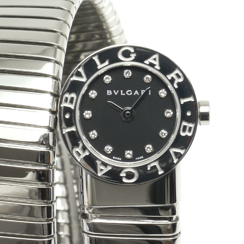 数々のアワードを受賞】 ブルガリ BVLGARI SS 12Pダイヤ 黒文字盤