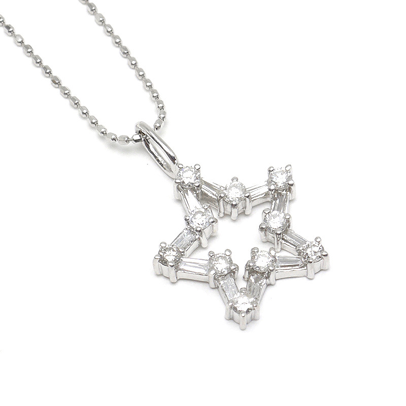 殿堂 ダイヤモンドネックレス K18WG・ダイヤモンド0.51ct 星 スター