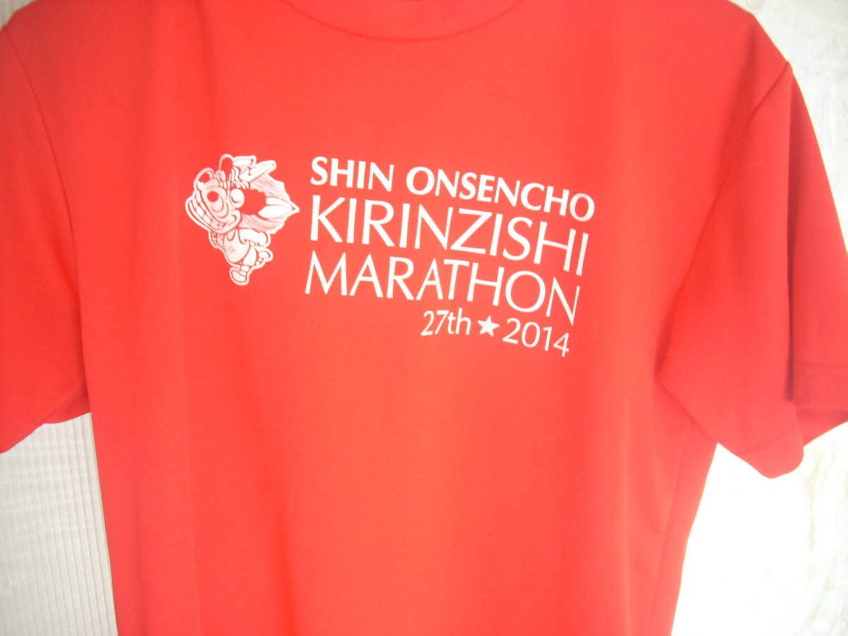  марафон память рубашка *.. лев KIRIN новый горячие источники 2014 гореть красный M размер 