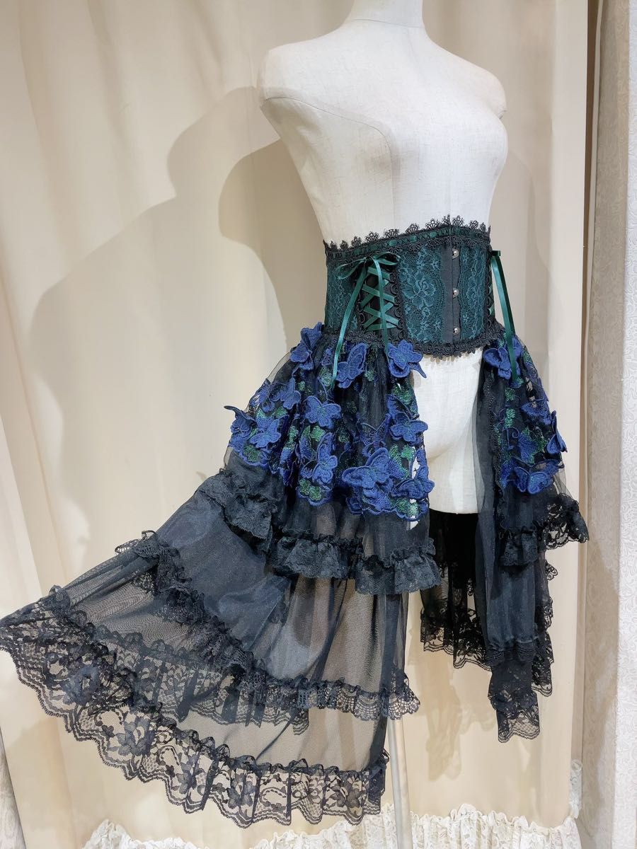 【MR Corset】MIDNIGHT BUTTERFLY LACE TAIL VERY SHORT CORSET