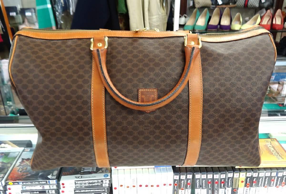 登場! ショルダー 旅行カバン 大容量 ブラウン マカダム柄 ボストンバッグ CELINE/セリーヌ 中古 2way 付属有り レザー PVC ボストンバッグ 登場! ショルダー 旅行カバン 大容量 ブラウン マカダム柄 ボストンバッグ CELINE/セリーヌ 中古 2way 付属有り レザー PVC ボストンバッグ