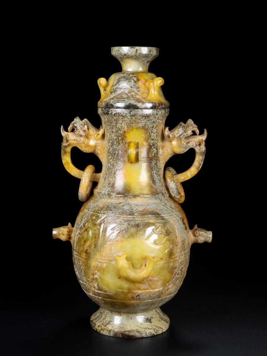 ▽鴻▽漢朝時代 高古玉 和田玉彫 瑞獣置物 時代物 中国古美術 骨董品-