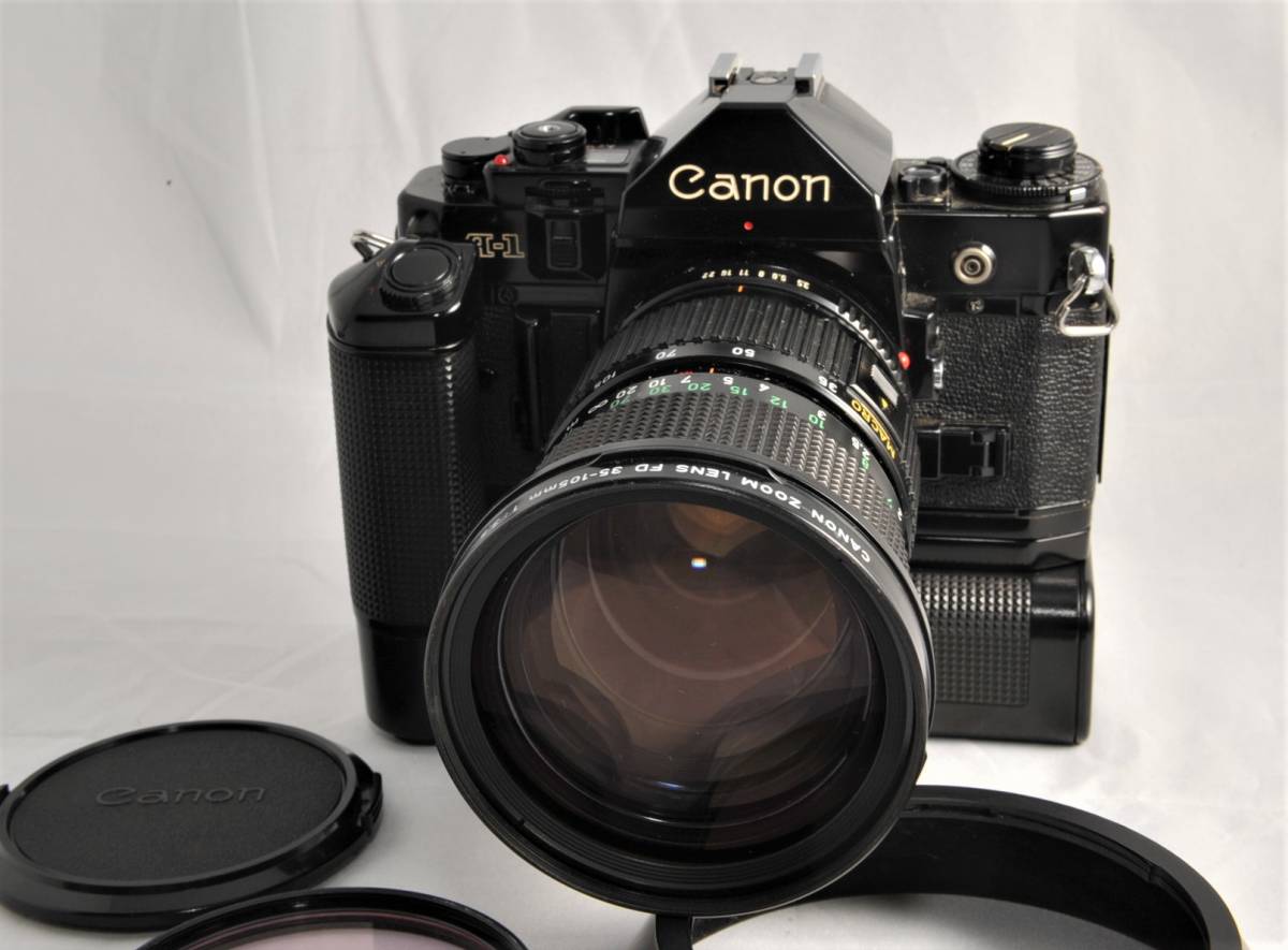 ＣＡＮＯＮ A-1 +MOTOR DRIVE MA+BATTERY PACK MA + ZOOM Lens FD35-105mm 1:3.5+canon фильтр ＋ оптика   еда  BW-728