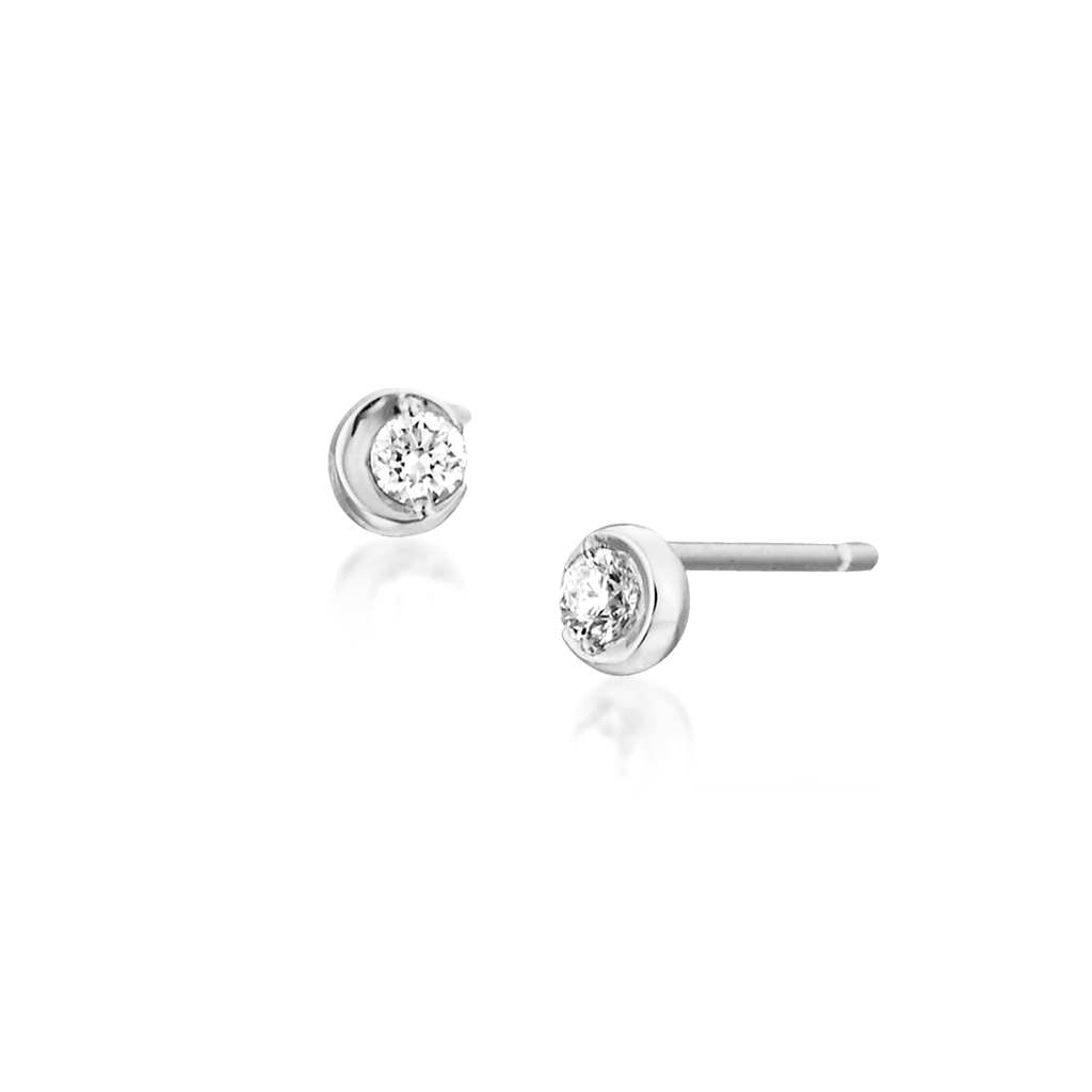  valuable *STAR JEWELRY Star Jewelry moon setting earrings diamond 0.14ct Pt950 MOON SETTING* one bead diamond 