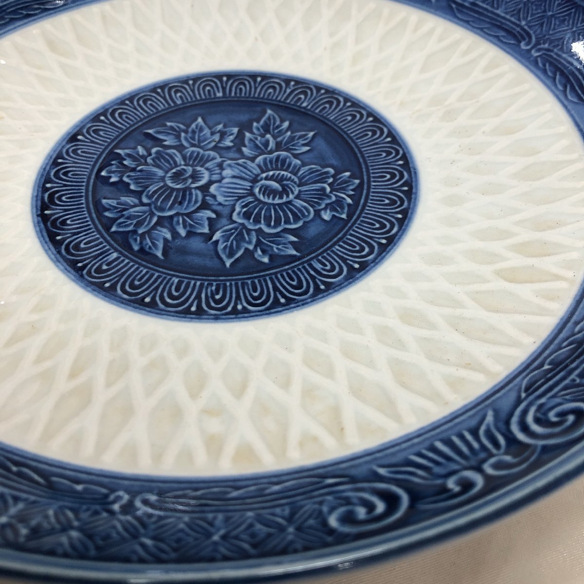 【中古/現状品/KSH】丸皿 盛皿 中皿 陶器 径約21.5cm 和食器　MZ0710_画像6