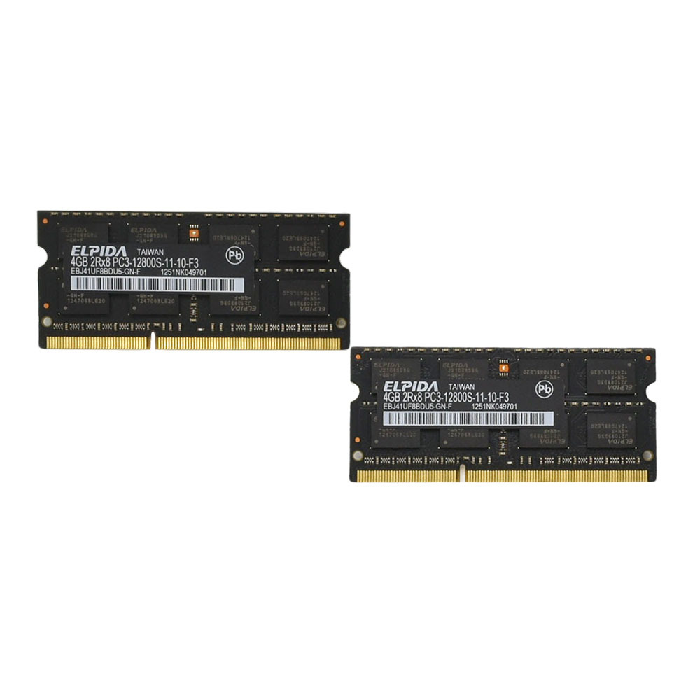 当日発送 Mac対応 メモリ DDR3 4GB × 2枚 ELPIDA PC3-12800S 中古品　7-1 DDR3-1600_画像1