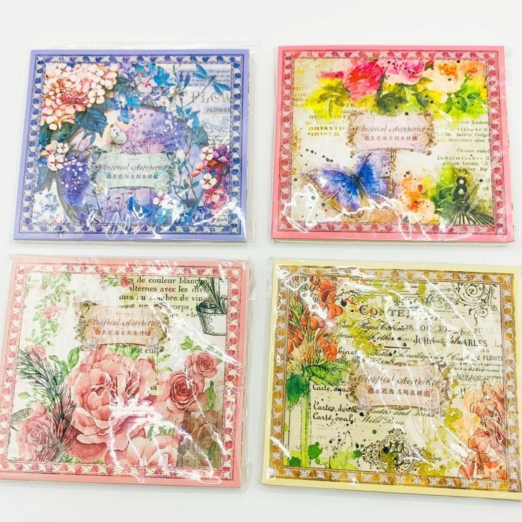 春の花束 素材紙 コラージュ メモ デザインペーパー メモパッド メモ帳