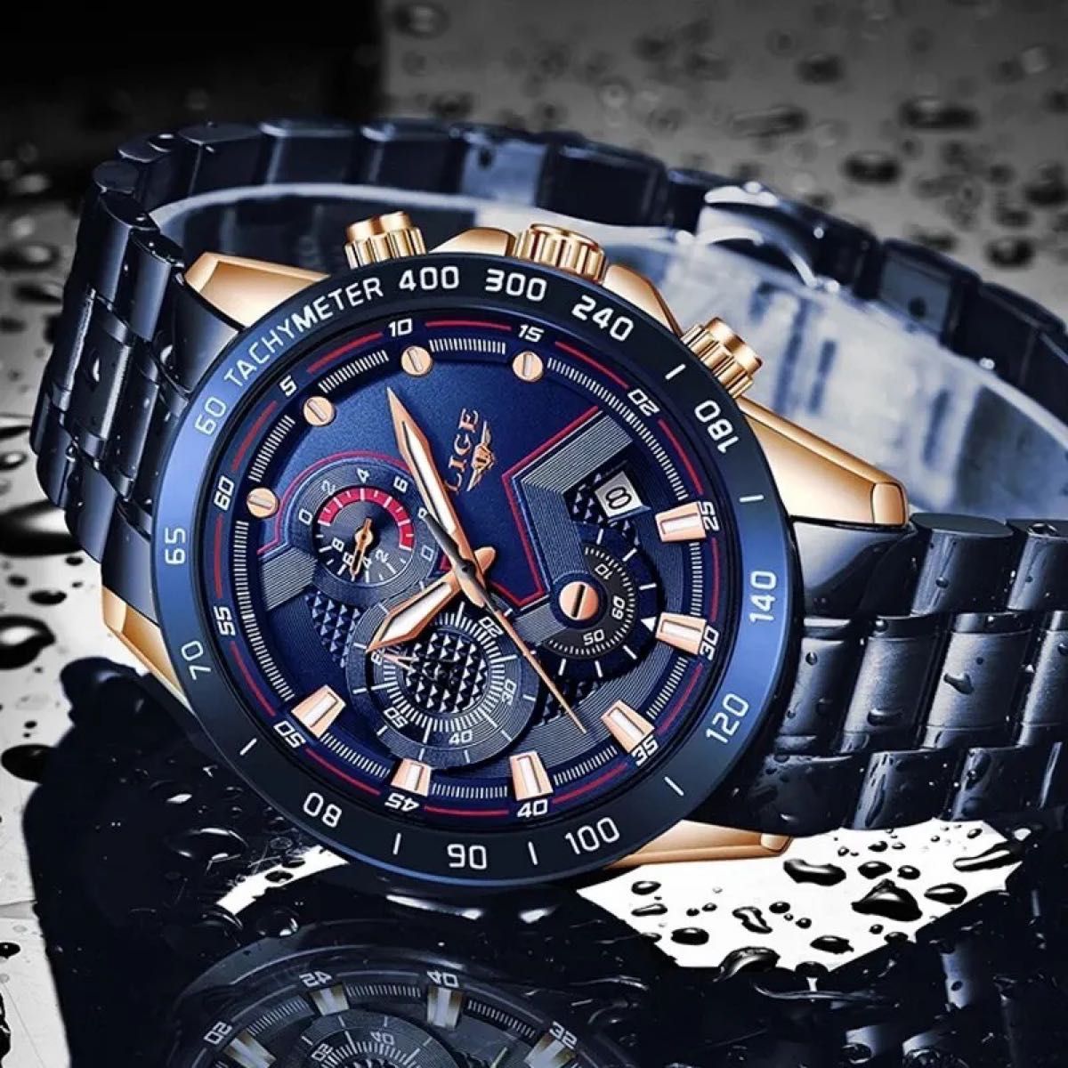【海外限定】【人気モデル】LIGE 新作 高級 クロノグラフ メンズ 腕時計