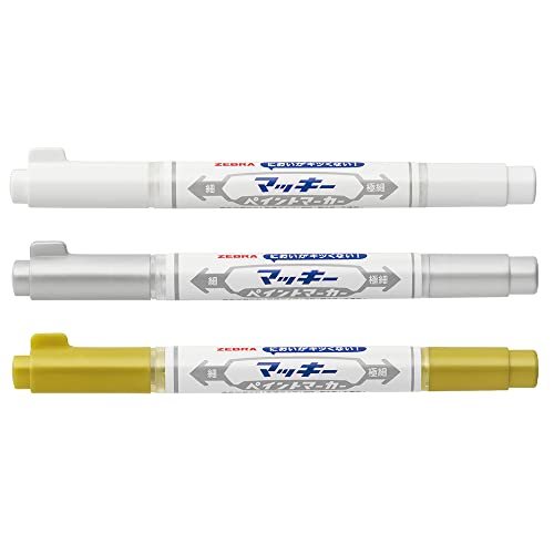 ゼブラ 油性ペン マッキーペイントマーカー極細 金銀白 3色セット YYTS20-AZ-3C_画像1