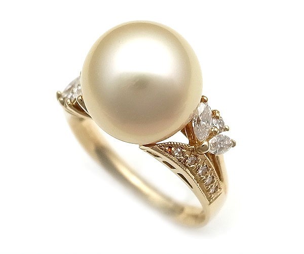[ green shop pawnshop ] special selection jewelry south . pearl ring 11.4mm with diamond K18YG[ used ]