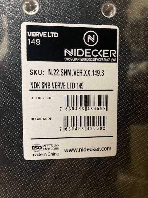 最新 NIDECKER 2023 ナイデッカー 149 LTD JAPAN VERVE 145cm-150cm