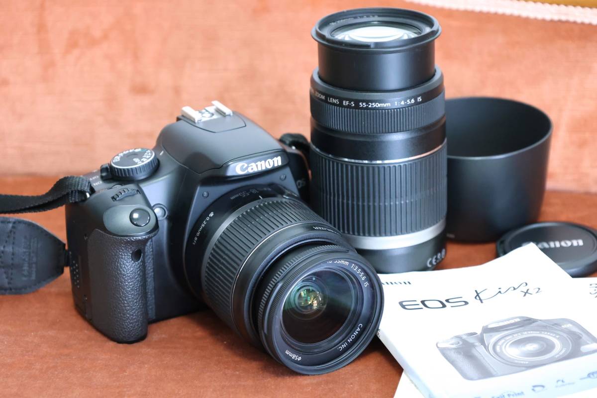 ショット数 1132回 美品 キヤノン Canon EOS Kiss x2 Wレンズ 初心者