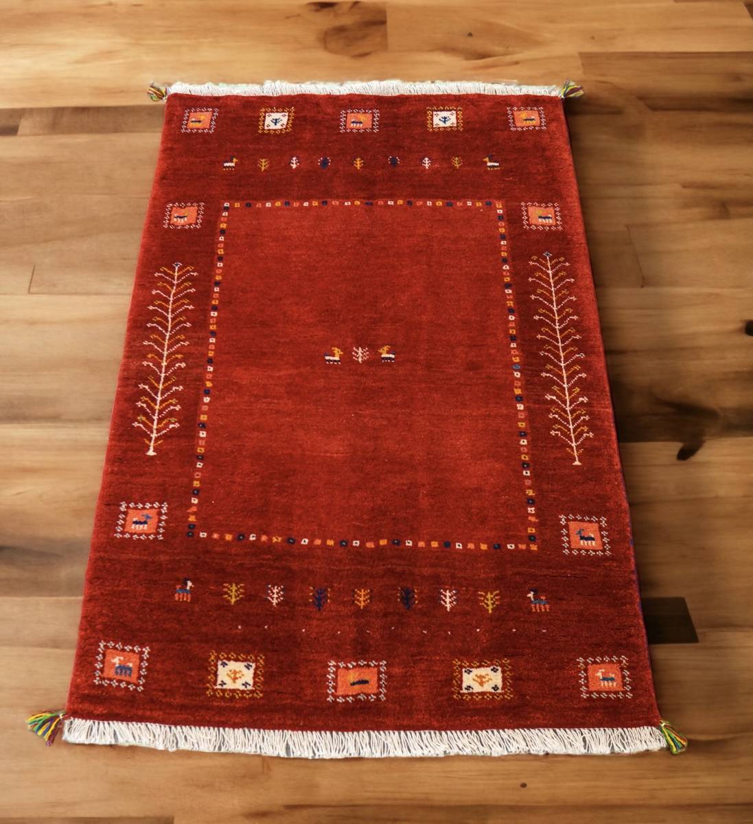 150×100cm 【手織り ペルシャ絨毯ギャッベ】ギャベ 手織り絨毯