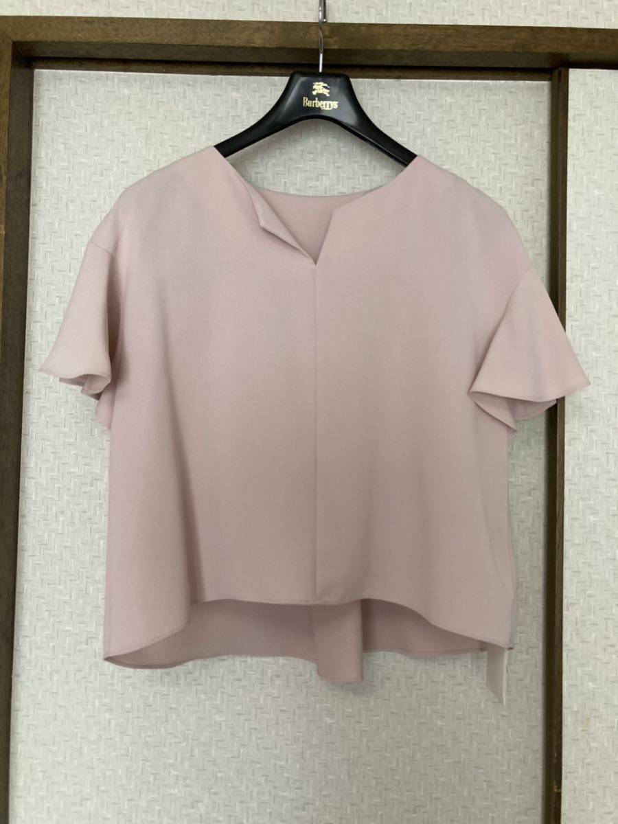 新品タグ付　ロペ　ROPE 袖がかわいいくすみピンクの半袖ブラウス　size38 透け感なし　手洗い可能