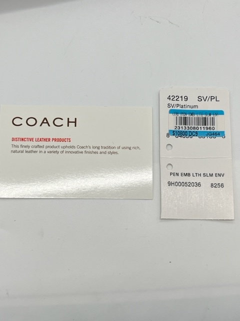 S1211☆COACH コーチ 42219 長財布 プラチナ×シルバー×ピンク系カラー フラップ ロングウォレット C レディース 約9.5×19.5×2.5cm☆_画像9