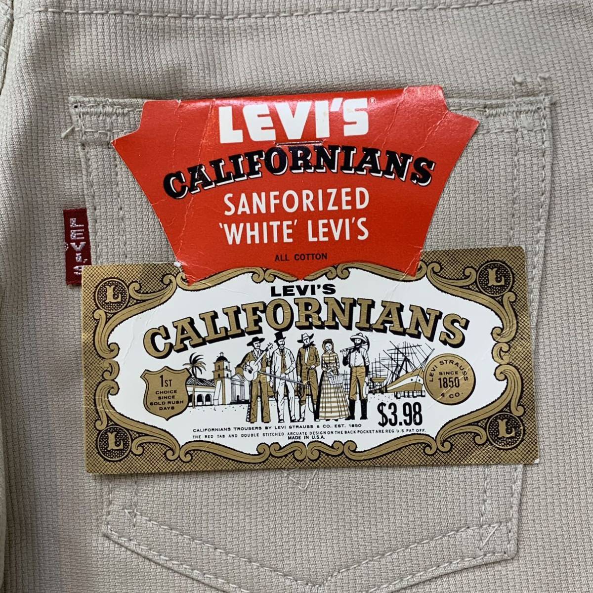 K54 希少 デッドストック 60 年代 アメリカ 製 Levi's 931B ピケ パンツ ホワイト ビンテージ キッズ AGE 9 リーバイス vintage 60s USA_画像4