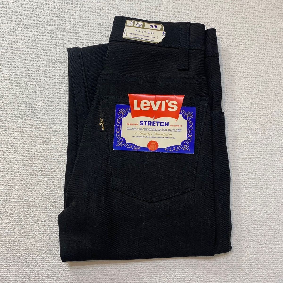 K85 希少 デッドストック 60s アメリカ 製 Levi's 412 0559 ストレッチ スリム パンツ 9 ブラック ビンテージ キッズ リーバイス vintage_画像1