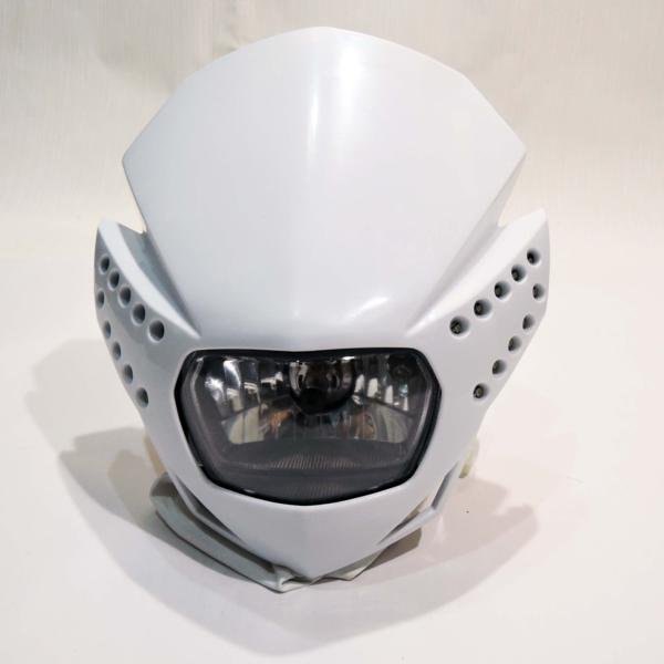 新品 オフロード 汎用 ヘッドライトカウル 07 白 H4 LEDサイドライト マスク be_画像2