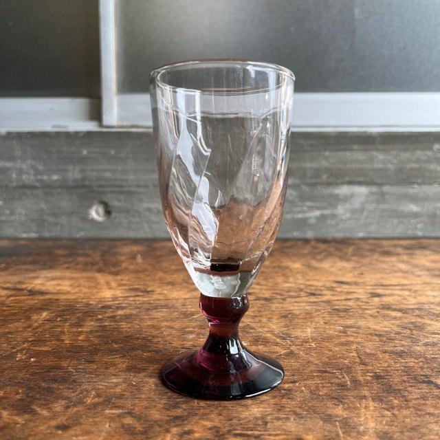 ゴブレットグラス ワイングラス ガラス パープル 1点 digjunkmarketの画像2