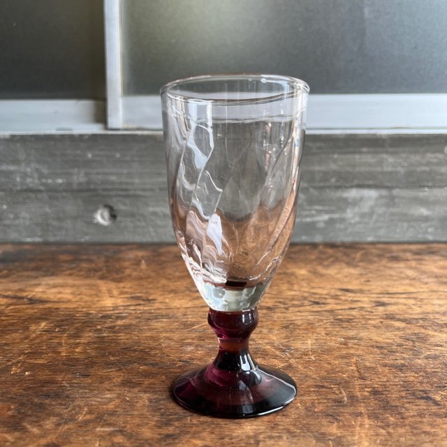 ゴブレットグラス ワイングラス ガラス パープル 1点 digjunkmarketの画像3