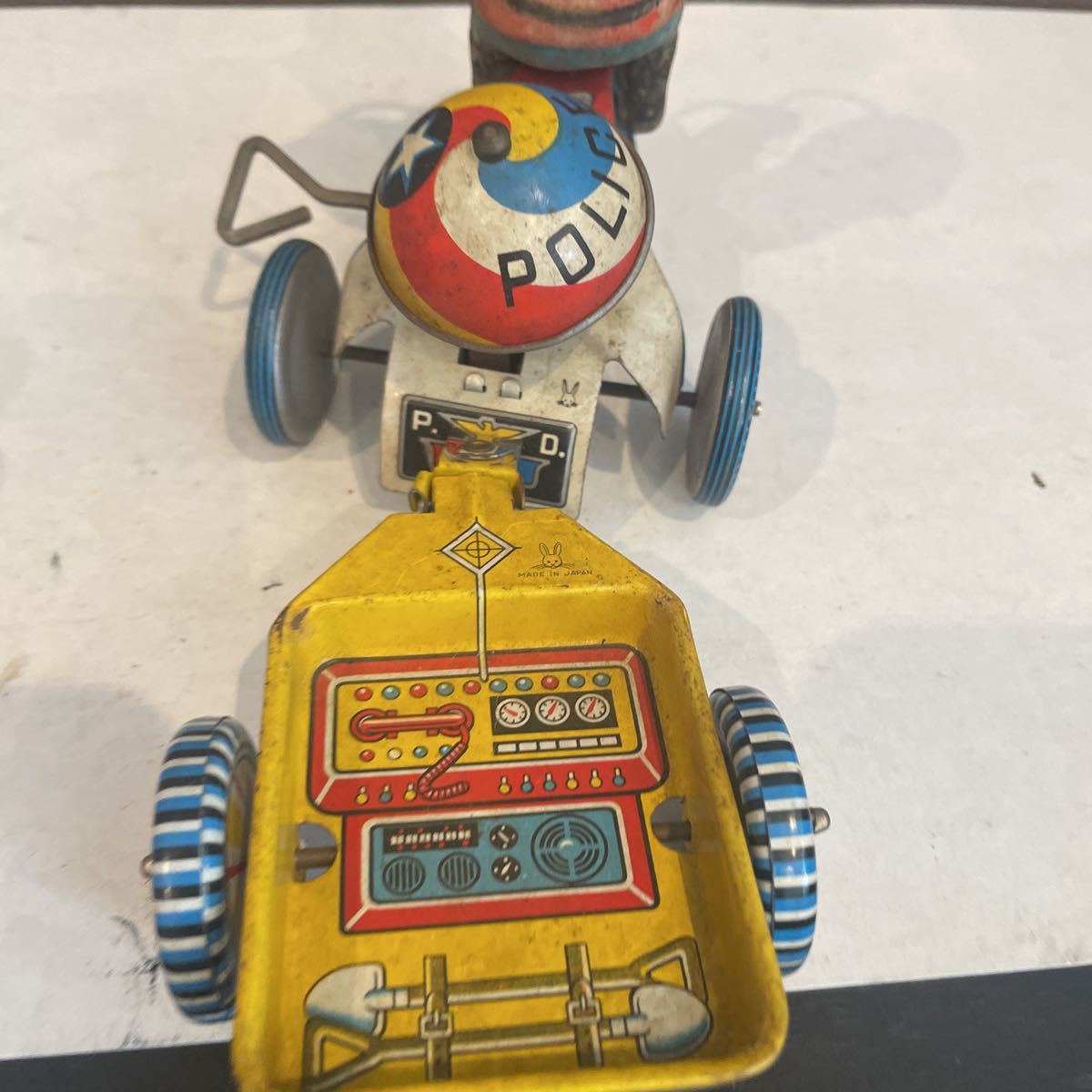  Showa Retro tin plate toy rabbit ya trailer attaching tricycle meido in Japan 