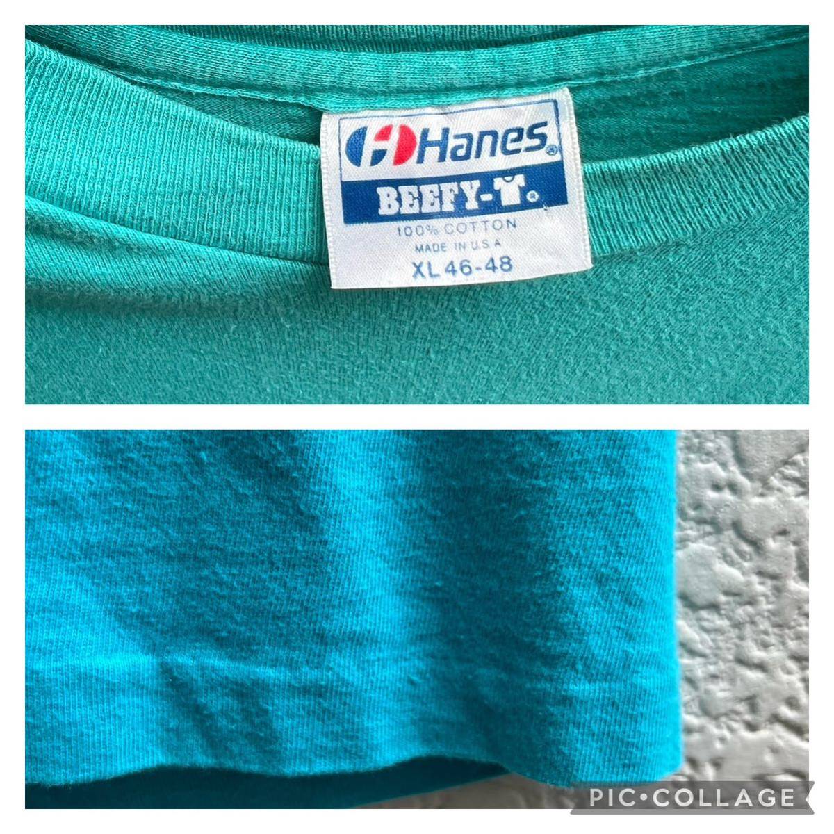 80s 90s USA製 カレッジ プリントTシャツ 半袖Tシャツ 水色 青 Hanes BEEFY ヘインズ コロラド アメリカ製 古着 vintage ヴィンテージ XL_画像9