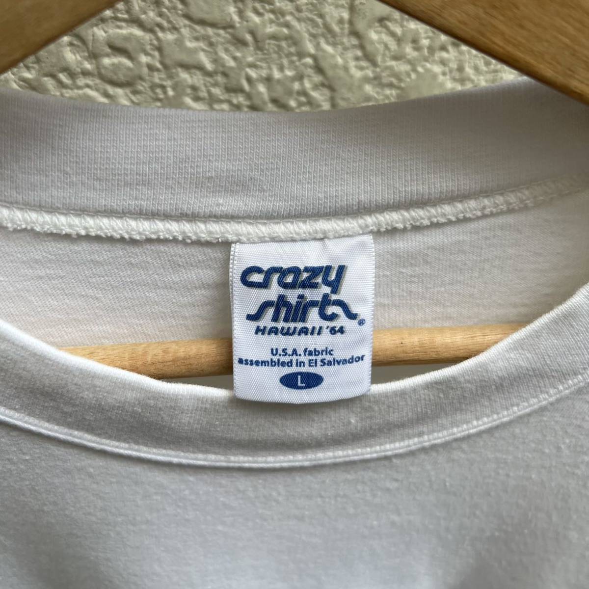 USED USA古着 白 プリントTシャツ 半袖Tシャツ crazy shirts クレイジーシャツ アメリカ古着 vintage ヴィンテージ Lサイズ バックプリント_画像7