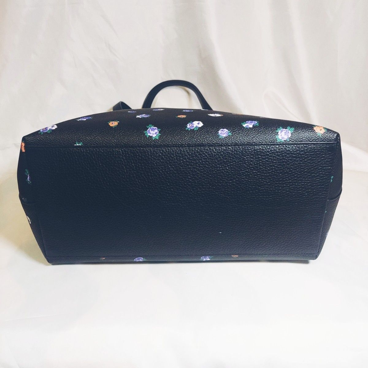 7-50【美品】COACH コーチ トートバッグ76383花柄 黒 ハンドバッグPVC