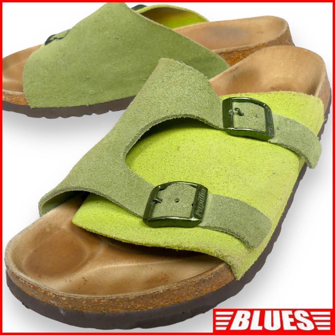 即決★BIRKENSTOCK★26cm レザーサンダル ビルケンシュトック パピリオ メンズ 緑 本革 スリッパ 本皮 ビーチサンダル 革靴