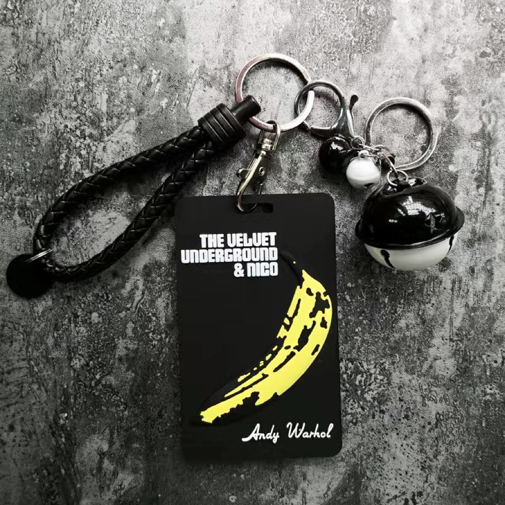  new goods banana Bearbrick ID card holder ID card-case company member proof case strap key holder bell graph . tea black bell 